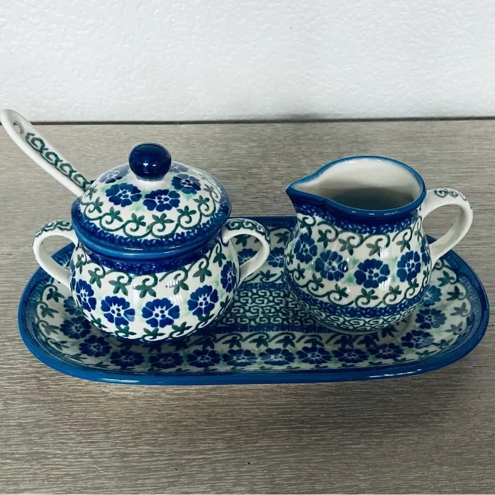 Boleslawiec 5-pc Polish Pottery Coffee Tea Service Set - Picture 2 of 9